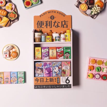 Japanese Convenience Store Shelf + 50 Random Mini Snack Models