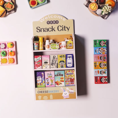 Snack City Shelf + 50 Random Mini Snack Models