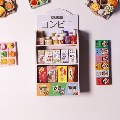 Mini Convenience Store Shelf + 50 Random Mini Snack Models